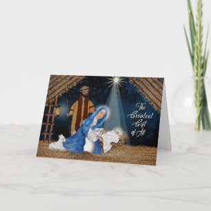 Weihnachten, Christlich, Manger Scene, Mary, Josep Karte