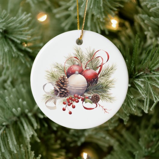 Weihnachten Christlich Personalisiert Rustikal Keramik Ornament (Baum)