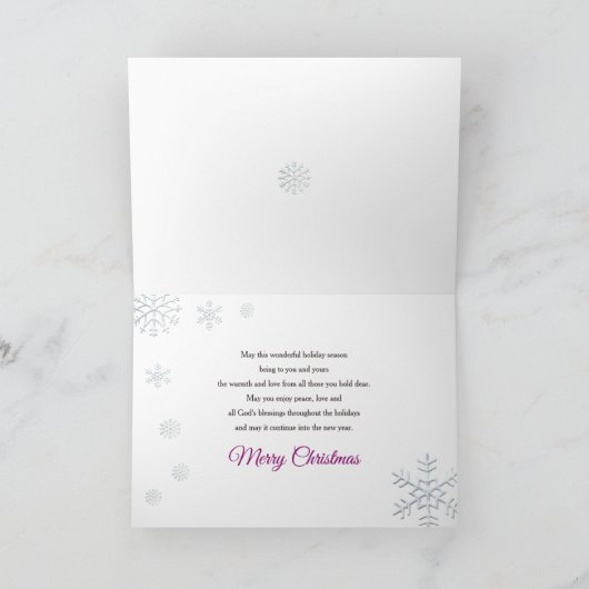 Weihnachten, Christlich/Verse, Lila Ornamente/Schn Karte (Innenseite)