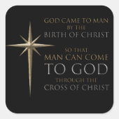 Weihnachten - Christlicher Glaubenstern: Geburt un Quadratischer Aufkleber (Vorderseite)