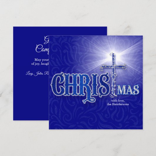 Weihnachten Christliches Kreuz Silber und Blau (Vorne/Hinten)