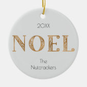 Weihnachten Christmas Gold Typografy Foto Keramik Ornament (Vorne)