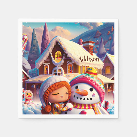 Weihnachten Clay Playday Gingerbrett Snowman Winte Serviette (Vorderseite)