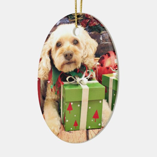 Weihnachten - Cockapoo - Anhänger Keramik Ornament (Links)