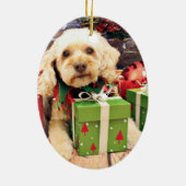 Weihnachten - Cockapoo - Anhänger Keramik Ornament (Hinten)