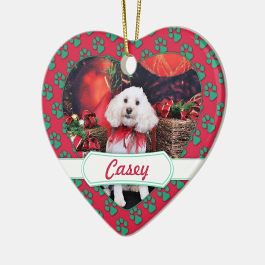 Weihnachten - Cockapoo - Casey Keramik Ornament (Links)