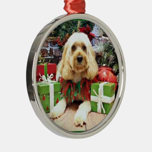 Weihnachten - Cockapoo - Freund Silbernes Ornament (Rechts)