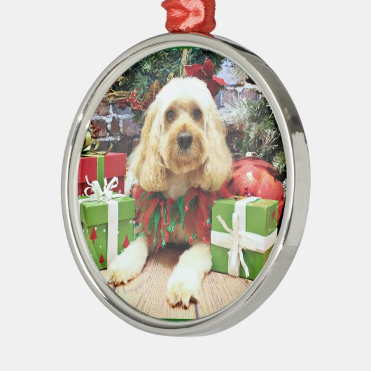 Weihnachten - Cockapoo - Freund Silbernes Ornament (Links)