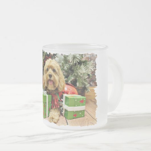 Weihnachten - Cockapoo - Wriggley Mattglastasse (VorderseiteRechts)