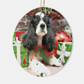 Weihnachten - Cocker spaniel - Laci Keramikornament (Links)