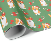 Weihnachten Corgi Dog Candy Cane Xmas Geschenkpapier (Rolleneckpunkt)