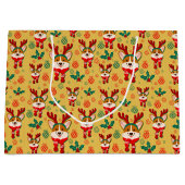 Weihnachten Corgi Dog Große Geschenktüte (Vorderseite)
