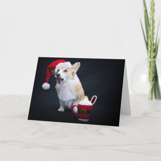 Weihnachten Corgi Licken an den Lippen Karte (Vorderseite)