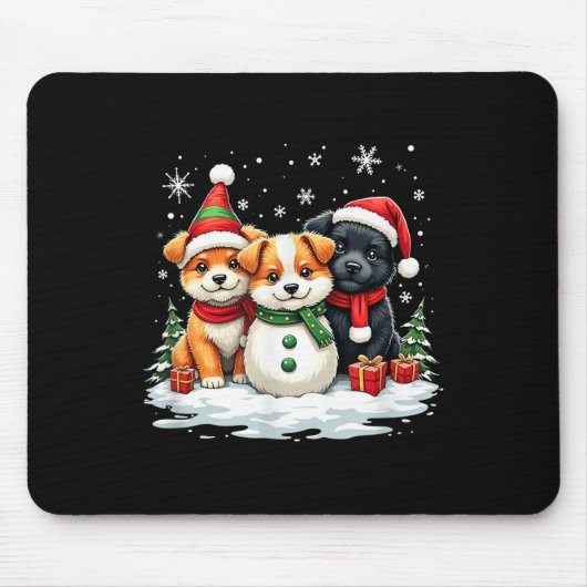 Weihnachten Corgi Welppies Snowman Dog Trio Santa  Mousepad (Vorne)