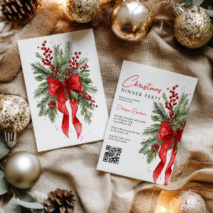Weihnachten Corporate Party Wasserfarben Pine Red  Einladung