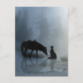 Weihnachten Cowboy und Pferd Postkarte (Vorderseite)