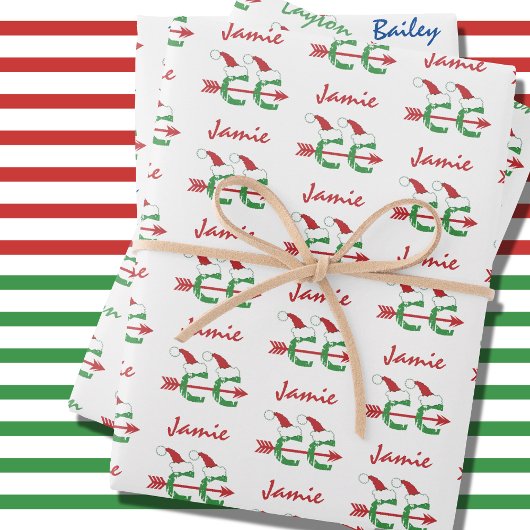 Weihnachten © Cross Country Running Add Names Geschenkpapier Set
