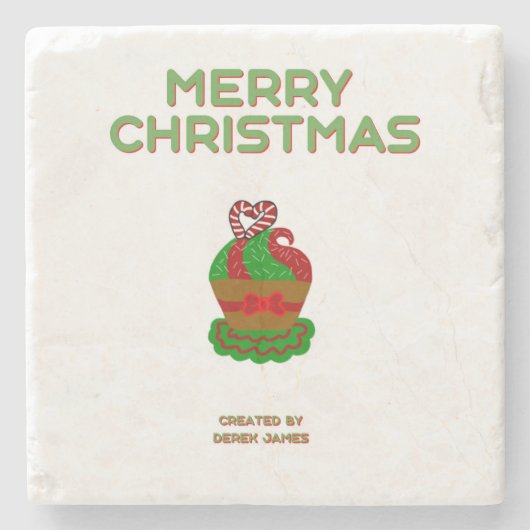 Weihnachten Cupcake Marmor Stone Untersetzer (Vorderseite)