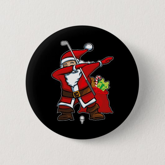Weihnachten Dabbing Golf Santa Hip Hop Dab Tanz Gi Button (Vorderseite)