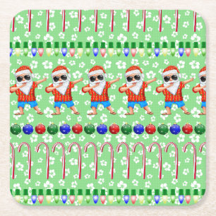 Weihnachten Dabbing Santa On Holiday Green Rechteckiger Pappuntersetzer