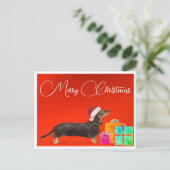 Weihnachten Dackel Hund frohe Weihnachten Postkarte (Stehend Vorderseite)