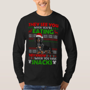 Weihnachten Dackel Sie sehen, wenn Sie essen T-Shirt