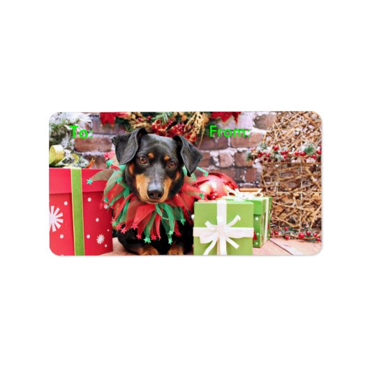 Weihnachten - Dackel - Tanner Adressaufkleber (Vorne)