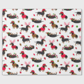 Weihnachten-Dackel Weiß Geschenkpapier (Flach)