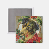Weihnachten, Dackel Welpen Hund mit Holly Magnet (Vorderseite/Rückseite)