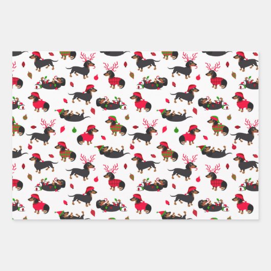 Weihnachten-Dackeln Geschenkpapier Set (Vorderseite)