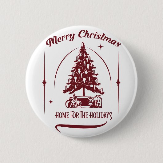 Weihnachten daheim Vintage Design Button (Vorderseite)