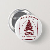 Weihnachten daheim Vintage Design Button (Vorne & Hinten)