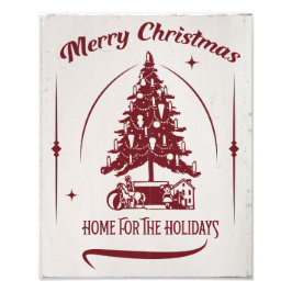 Weihnachten daheim Vintage-Design Fotodruck