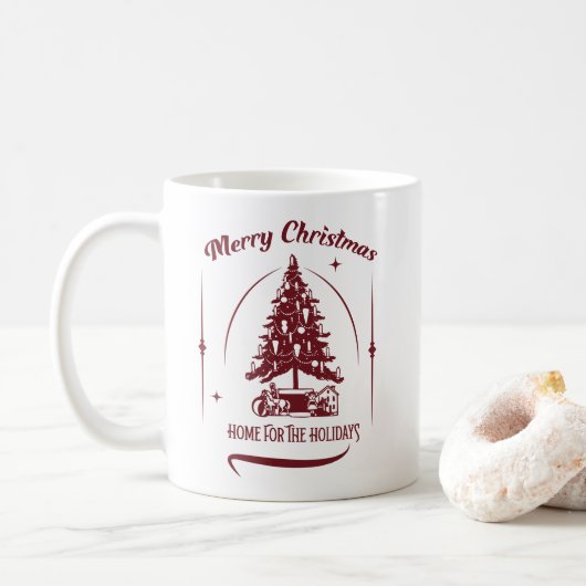 Weihnachten daheim Vintage-Design Kaffeetasse (Mit Donut)