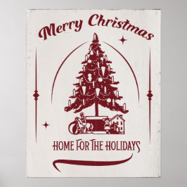 Weihnachten daheim Vintage-Design Poster