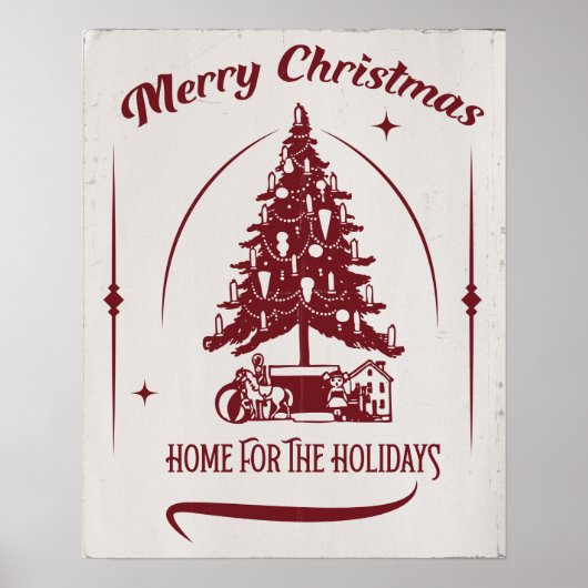 Weihnachten daheim Vintage-Design Poster (Vorne)