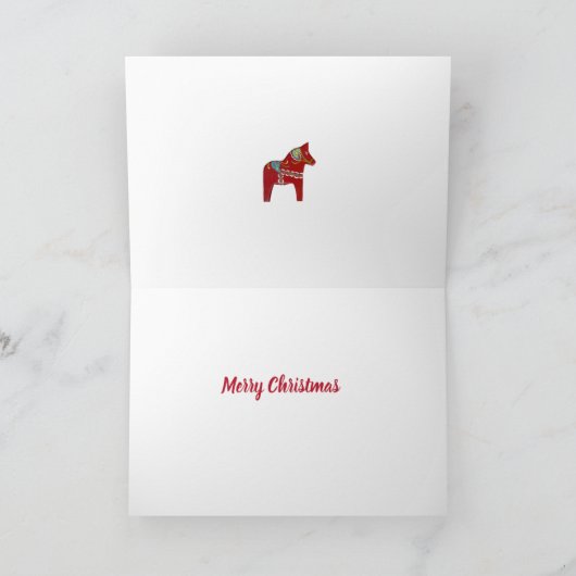 Weihnachten Dala Pferde Dankeskarte (Innenseite)