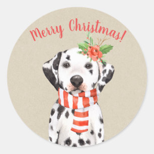 Weihnachten Dalmatiner Hund Land Feiertagsbrauch Runder Aufkleber