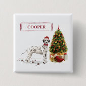 Weihnachten Dalmatiner Hund und Baum Button (Vorderseite)