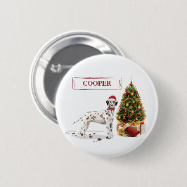 Weihnachten Dalmatiner Hund und Baum Button