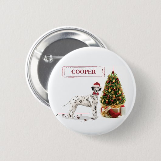 Weihnachten Dalmatiner Hund und Baum Button (Vorne & Hinten)