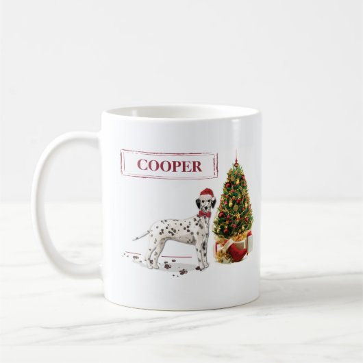 Weihnachten Dalmatiner Hund und Baum Kaffeetasse (Links)