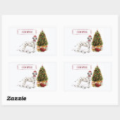 Weihnachten Dalmatiner Hund und Baum Rechteckiger Aufkleber (Blatt)