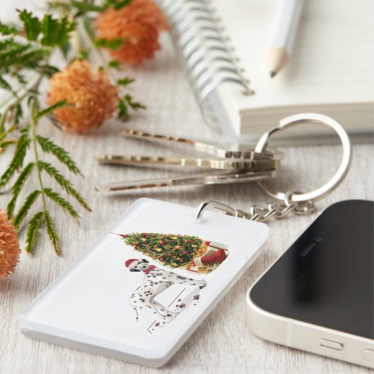 Weihnachten Dalmatiner Hund und Baum Schlüsselanhänger (Vorderseite rechts)