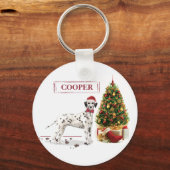 Weihnachten Dalmatiner Hund und Baum Schlüsselanhänger (Vorderseite)