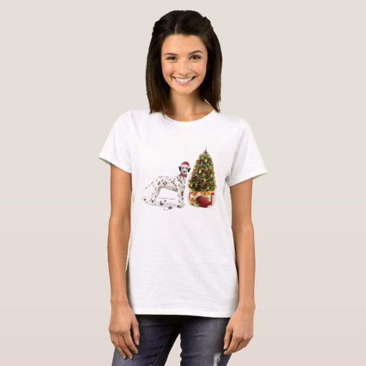 Weihnachten Dalmatiner Hund und Baum T-Shirt (Vorne ganz)