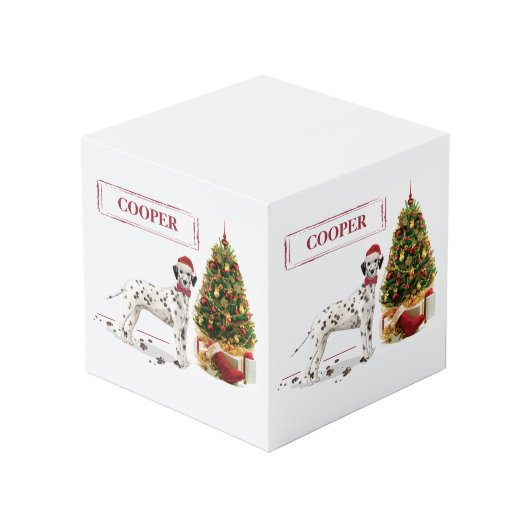 Weihnachten Dalmatiner Hund und Baum Würfel (Vorderseite Schrägansicht)