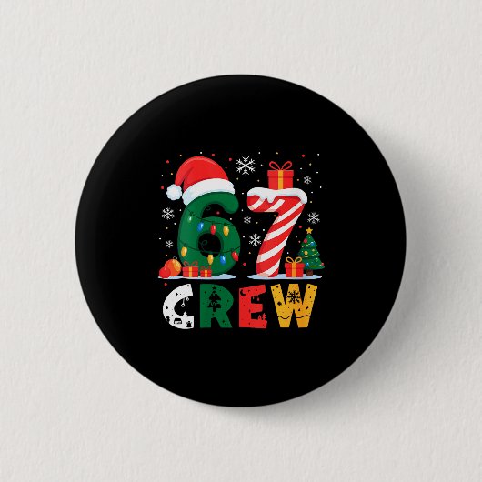 Weihnachten Damen 67 Crew Brainrot Lustiger Zucker Button (Vorderseite)