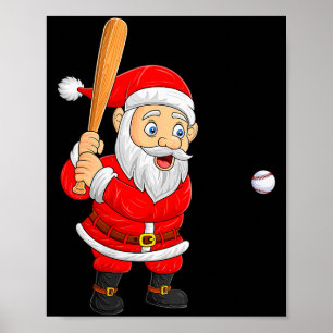 Weihnachten Damen Santa spielt Baseball Xmas Lusti Poster