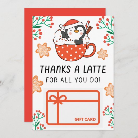 Weihnachten dank eines Latte Gift Card Holders Einladung (Vorne/Hinten)